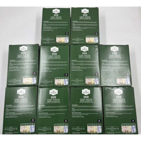 Holiday Time 100 LED Mini Christmas Lights White Wire  10 BOXES Cool White - Picture 2 of 4